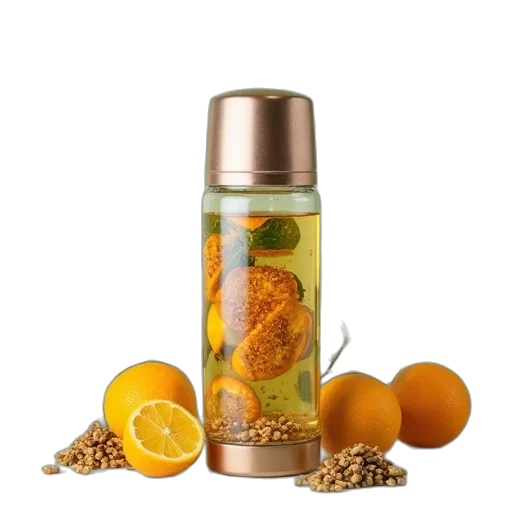 bottle, golden, tea, infuser transparent PNG cut-out