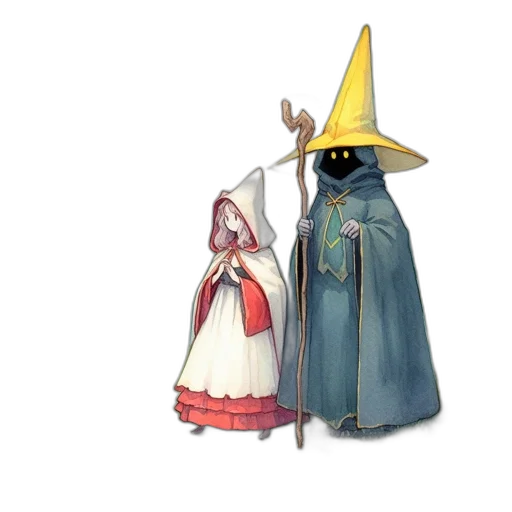 staff, hat, dress, mask transparent PNG cut-out