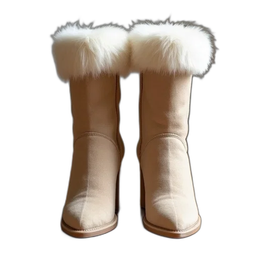 shoes, pair, beige, fluffy transparent PNG cut-out