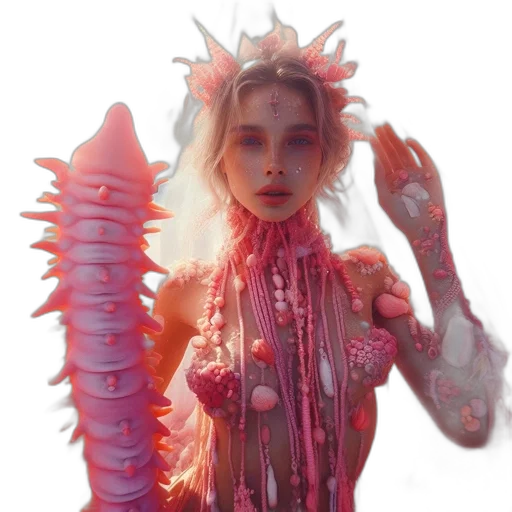 creature, dress, jewelry, staff transparent PNG cut-out