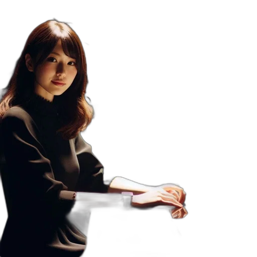 staff, photorealistic, woman, dimly transparent PNG cut-out