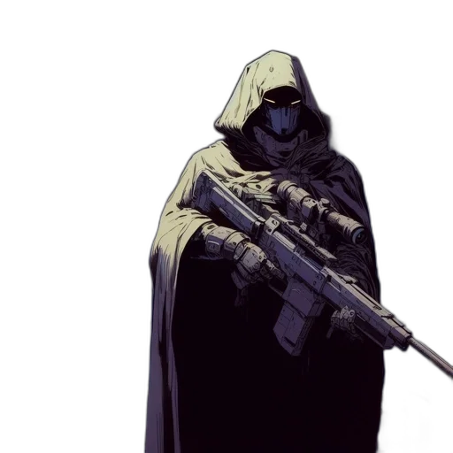 weapon, jacket, mask, staff transparent PNG cut-out