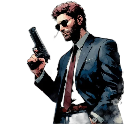 jacket, weapon, staff, comic book art transparent PNG cut-out