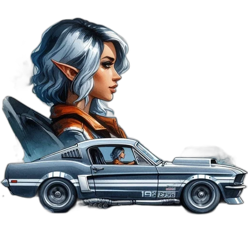 car, concept art, comic book art, photorealistic transparent PNG cut-out