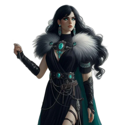 dress, fantasy art, concept art, comic book art transparent PNG cut-out