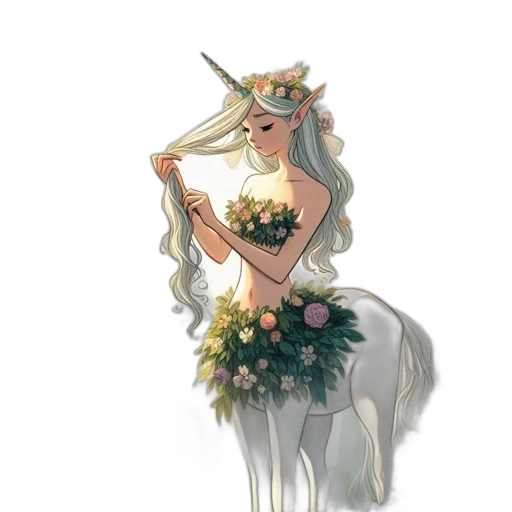 dress, staff, crown, flower transparent PNG cut-out