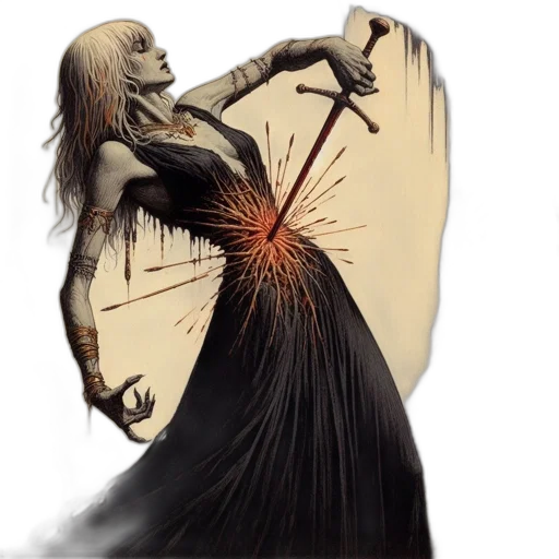 dress, sword, concept art, fantasy art transparent PNG cut-out