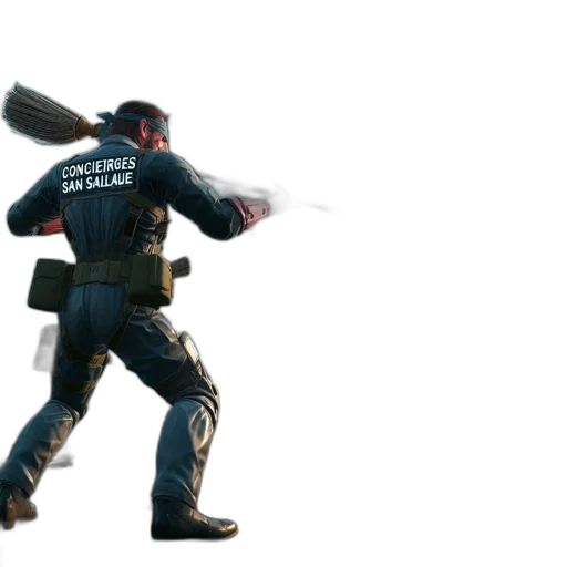 weapon, jacket, staff, robot transparent PNG cut-out