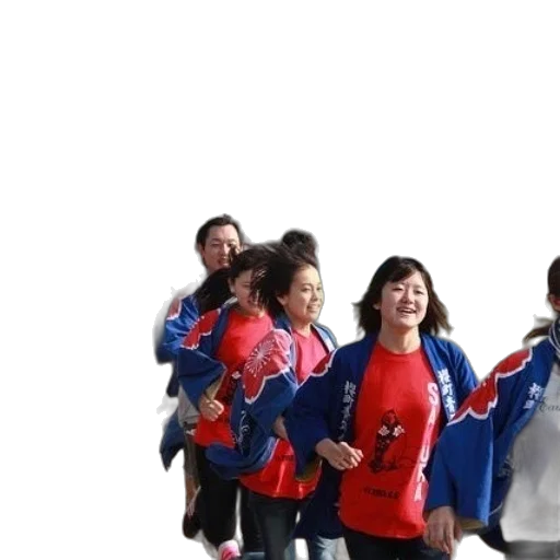 jacket, group, people, running transparent PNG cut-out