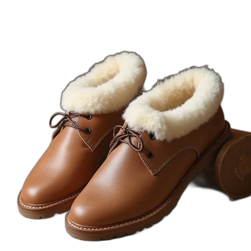 shoes, women, sheepskin transparent PNG cut-out