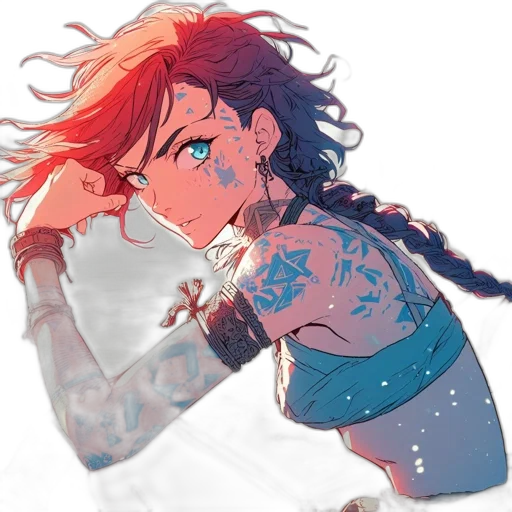 hair, jewelry, sword, comic book art transparent PNG cut-out
