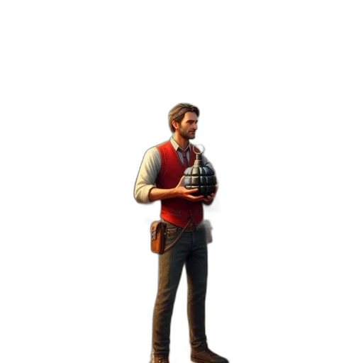 jacket, staff, bottle, weapon transparent PNG cut-out