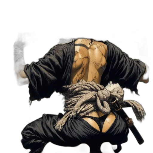 jacket, hair, weapon, mask transparent PNG cut-out