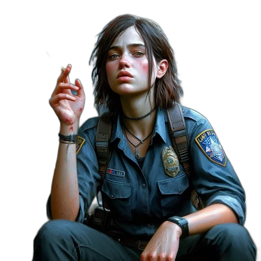 jacket, face, staff, weapon transparent PNG cut-out