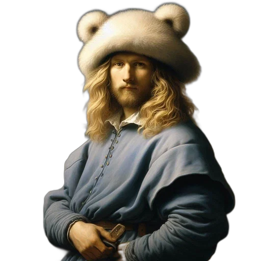 hat, face, jacket, staff transparent PNG cut-out