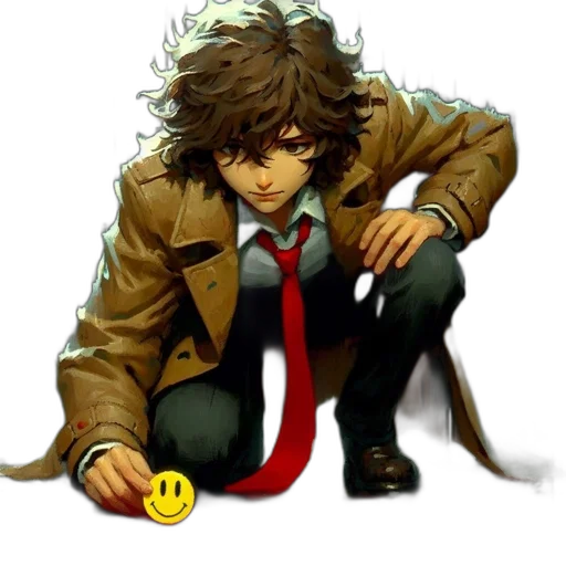 jacket, staff, weapon, face transparent PNG cut-out