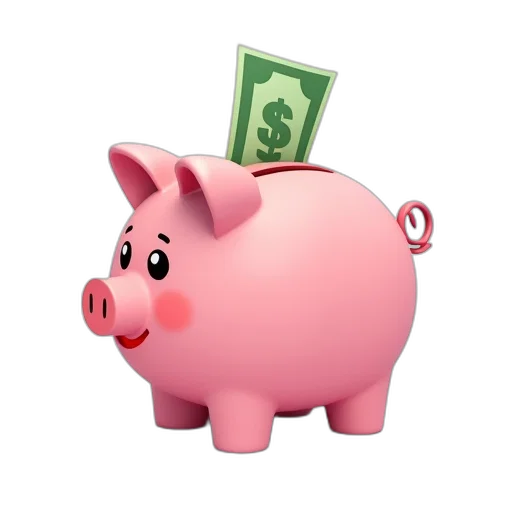 3d render, cartoon, piggy, bank transparent PNG cut-out