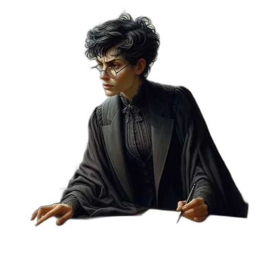 staff, jacket, face, hair transparent PNG cut-out