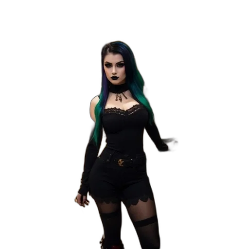 dress, creature, staff, 3d render transparent PNG cut-out