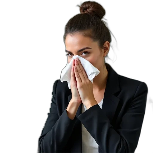 mask, woman, sitting, desk transparent PNG cut-out