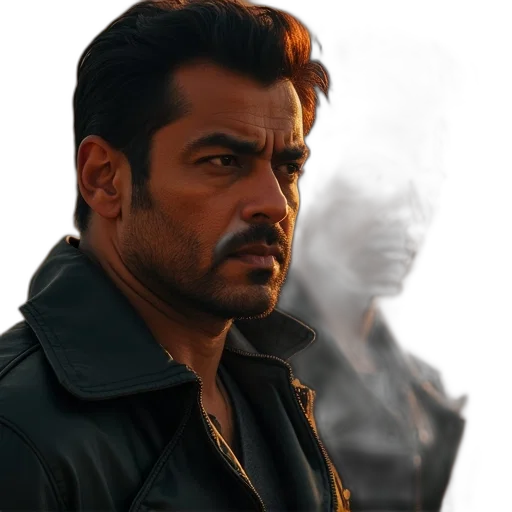 jacket, face, comic book art, concept art transparent PNG cut-out