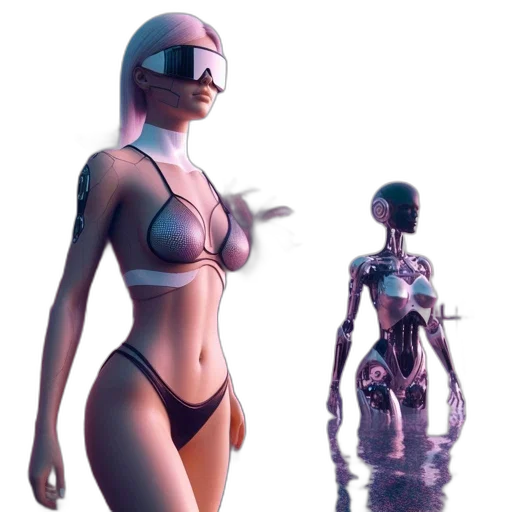 robot, creature, 3d render, concept art transparent PNG cut-out