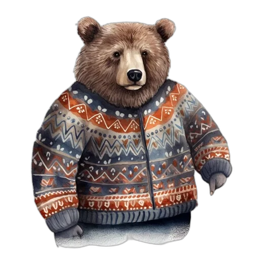 jacket, animal, anthropomorphized, bear transparent PNG cut-out