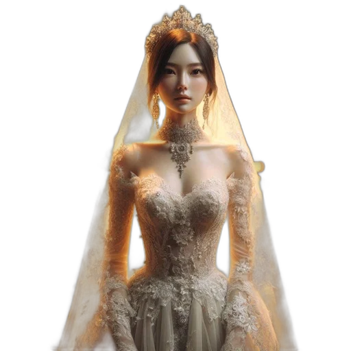 dress, crown, jewelry, 3d render transparent PNG cut-out
