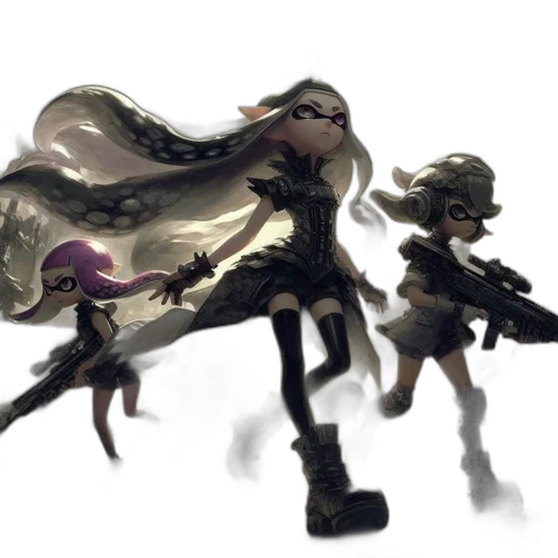 weapon, hair, concept art, 3d render transparent PNG cut-out