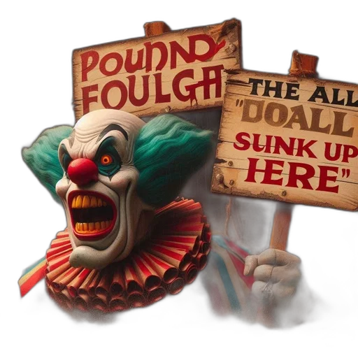 3d render, image, sinister, clown transparent PNG cut-out