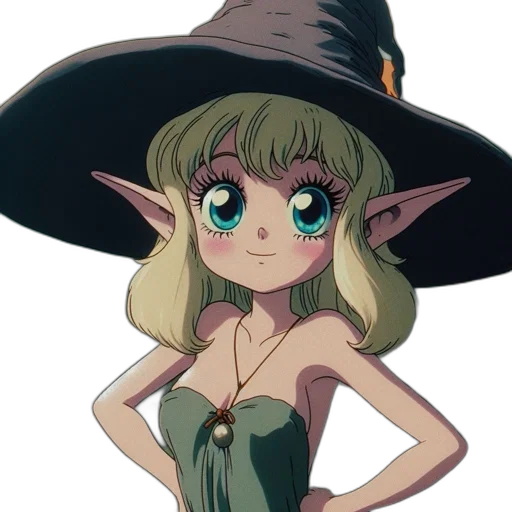 hat, staff, dress, creature transparent PNG cut-out
