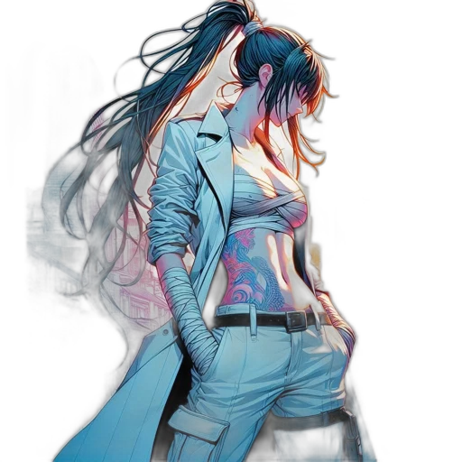 jacket, dress, concept art, cyberpunk transparent PNG cut-out