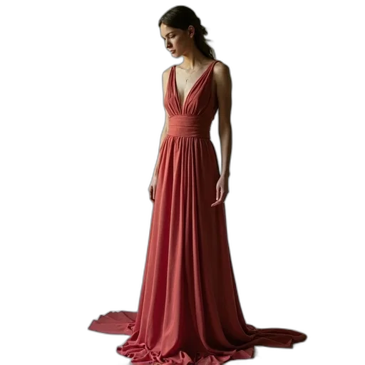 dress, photorealistic, red, jenny transparent PNG cut-out