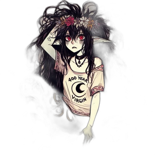 hair, mask, creature, staff transparent PNG cut-out