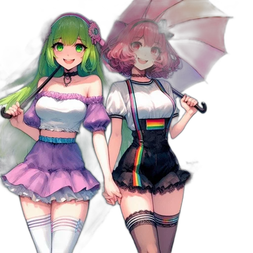 umbrella, dress, anime, concept art transparent PNG cut-out