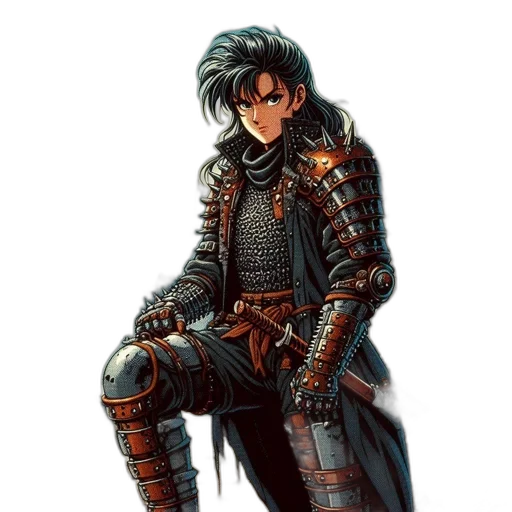 sword, jacket, weapon, fantasy art transparent PNG cut-out