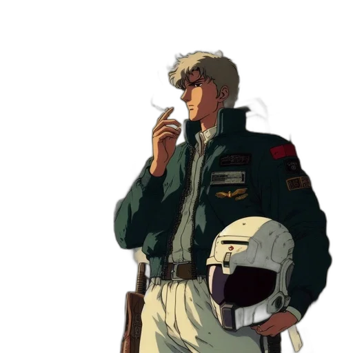 jacket, weapon, staff, hat transparent PNG cut-out