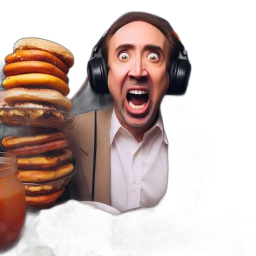food, concept art, man, expressing transparent PNG cut-out