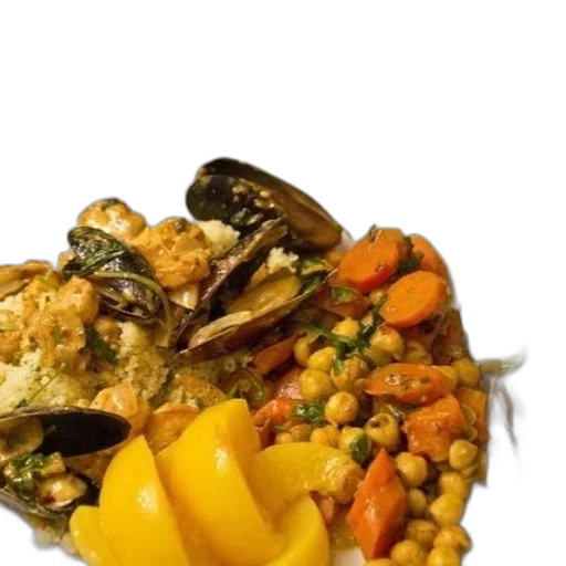 food, plate, mussels, carrots transparent PNG cut-out