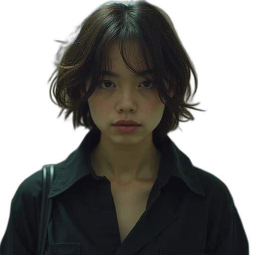 face, jacket, hair, mask transparent PNG cut-out