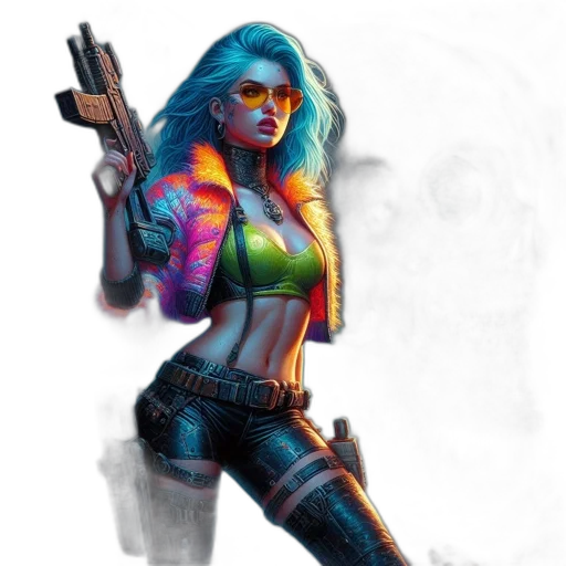 concept art, cyberpunk, comic book art, fantasy art transparent PNG cut-out