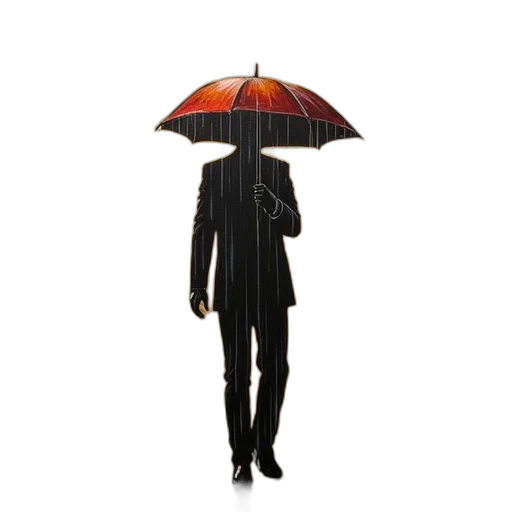 umbrella, jacket, staff, hat transparent PNG cut-out