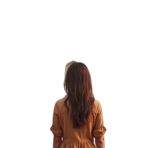 dress, jacket, hair, staff transparent PNG cut-out
