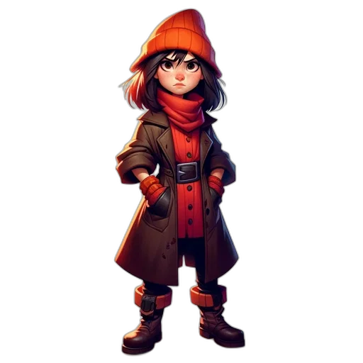 jacket, staff, hat, weapon transparent PNG cut-out