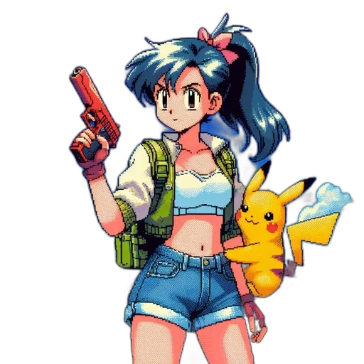 weapon, jacket, staff, pixel art transparent PNG cut-out