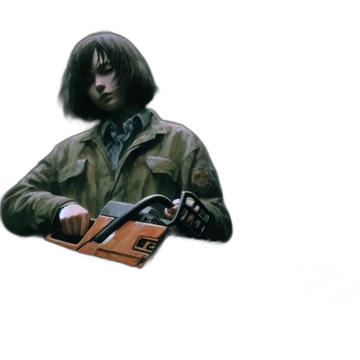 jacket, robot, weapon, mask transparent PNG cut-out
