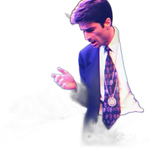 jacket, staff, vaporwave, cartoon transparent PNG cut-out