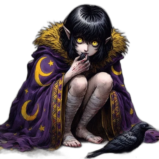 creature, dress, face, fantasy art transparent PNG cut-out