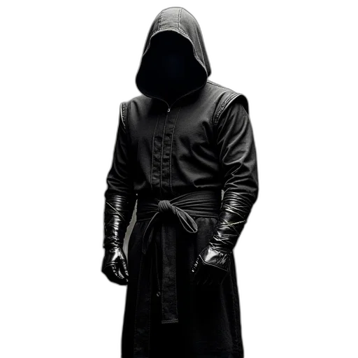 jacket, staff, mask, sword transparent PNG cut-out