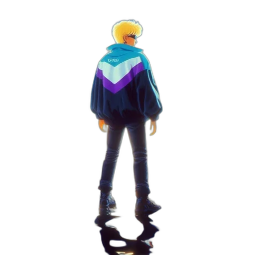 jacket, hat, robot, staff transparent PNG cut-out